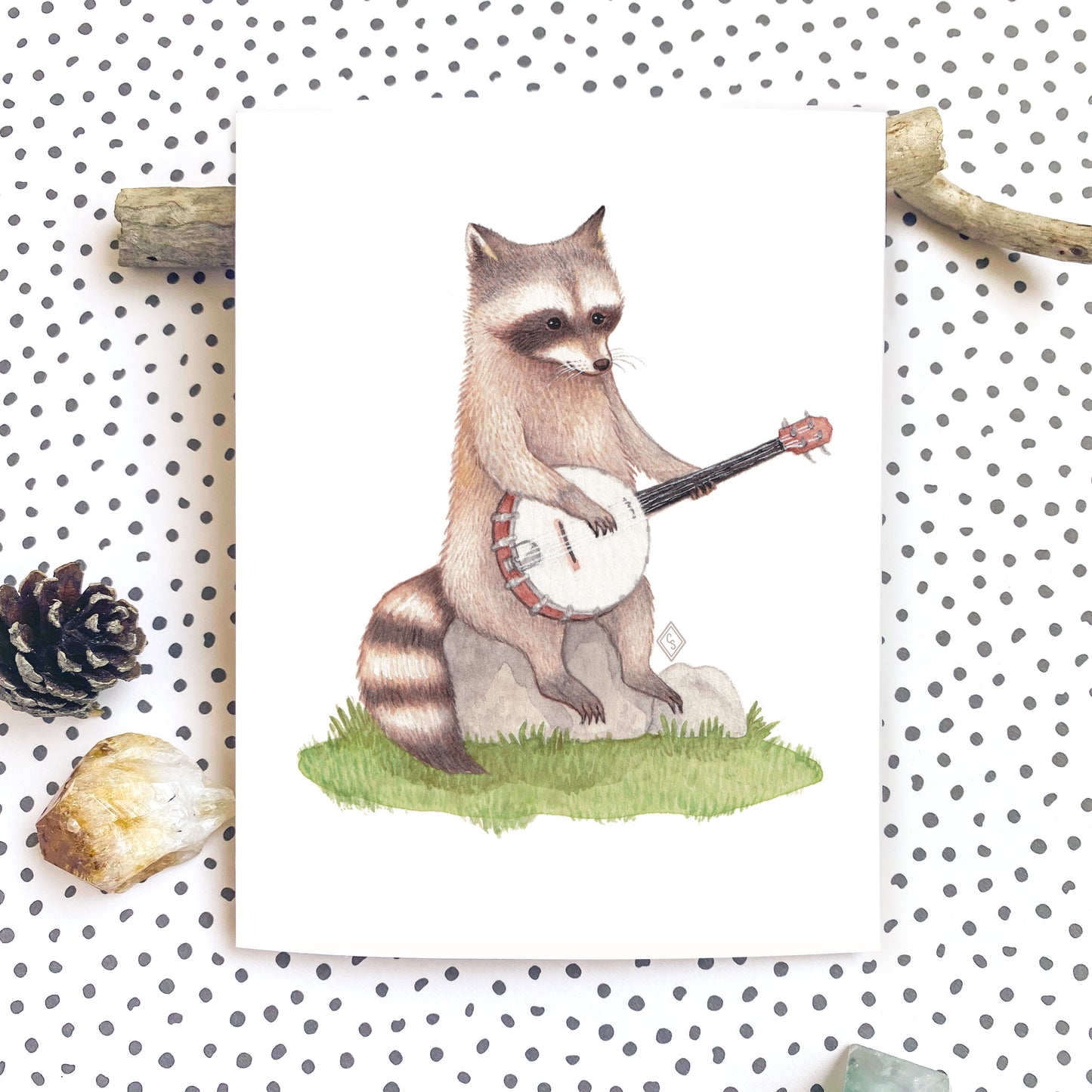 Banjo Raccoon - Greeting Card