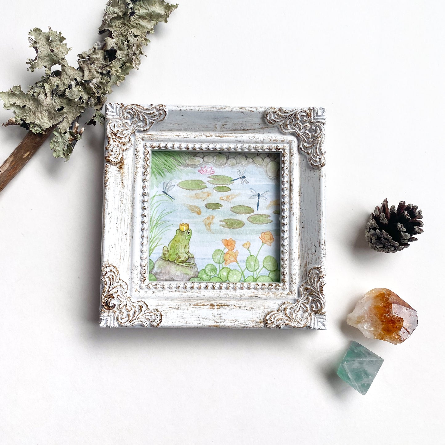 Frog Prince Pond - Mini Original Painting