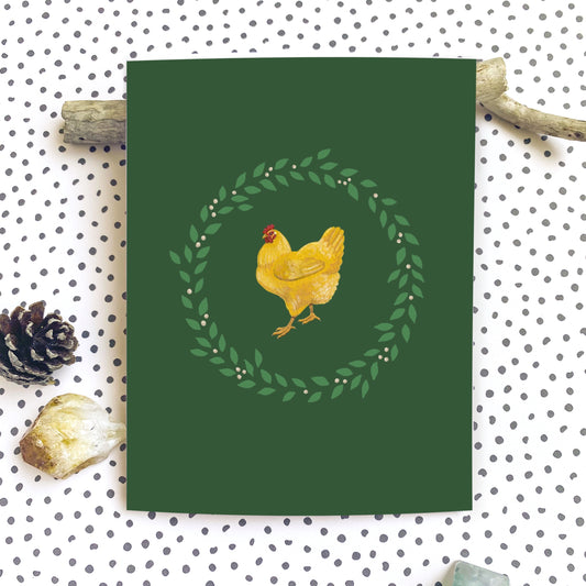 Evergreen Hen Card