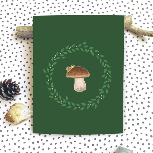 Evergreen Snail Mushroom Card
