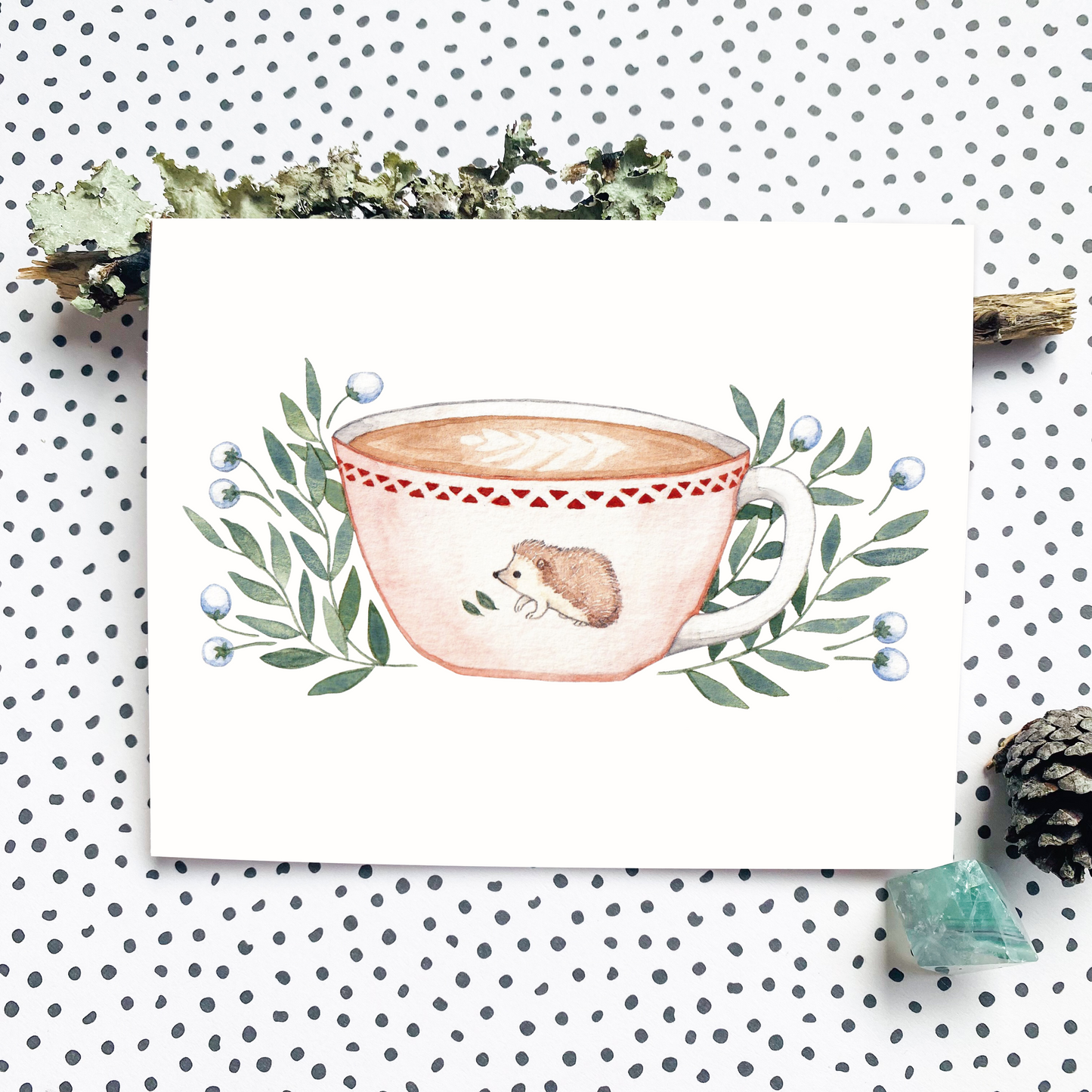 Hedgehog Latte Greeting Card