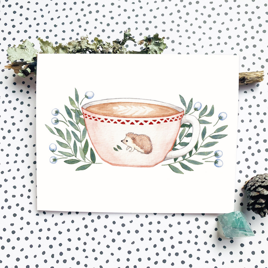 Hedgehog Latte Greeting Card