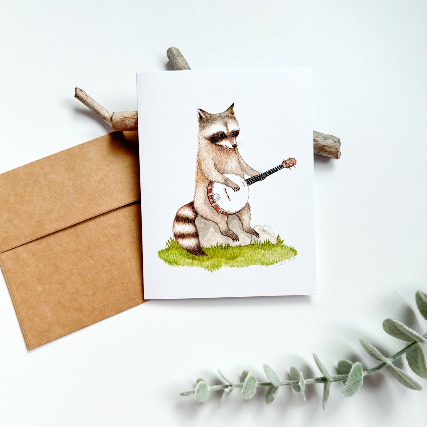 B-Grade Banjo Raccoon Greeting Card